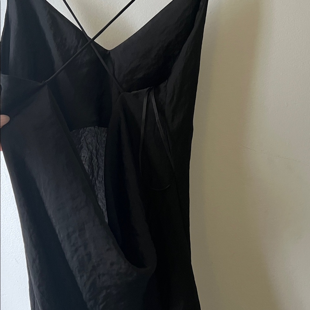Elegant Black Satin Slip Dress with cowl back - Picture 6 of 7